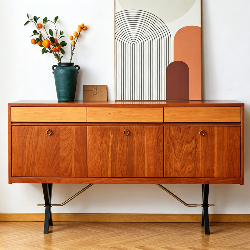 Adjustable Layer Brass Handle Buffet Table