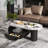 47.24" Oval Sintered Stone Coffee Table with Shelf and Drawer Storage, Large Luxury Unique Center Table for Living Room,Office-1966076456