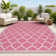 Trebol Moroccan Trellis Textured Weave Fuchsia/Light Gray Indoor/Outdoor Rug