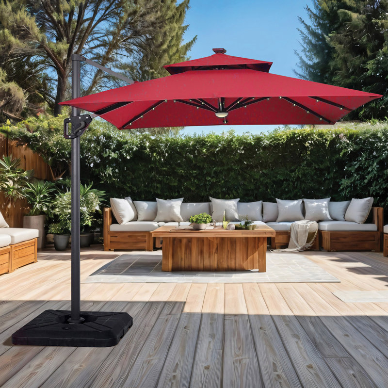 Parasol lumineux en porte-à-faux 98,5 po Sopha, Rouge