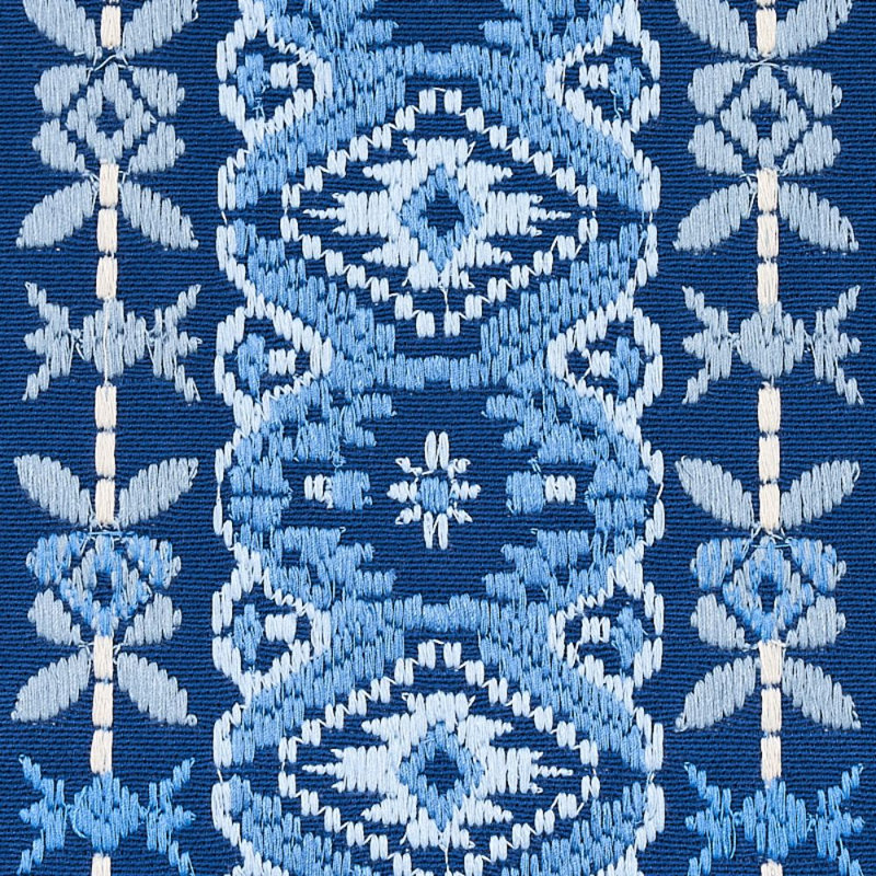 Tissu de broderie Cosima, Bleu multi
