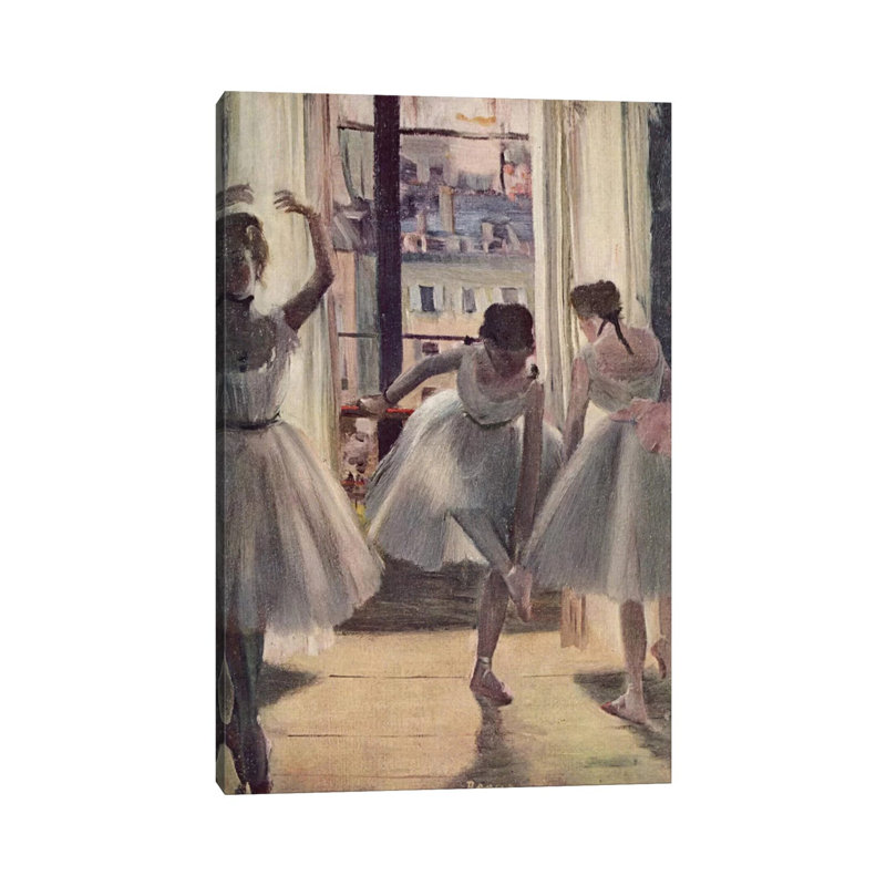 Drei Tanzerinnen In Einem Ubungssaal by Edgar Degas - Wrapped Canvas Painting, 45.72cm H x 30.48cm W x 1.905cm D