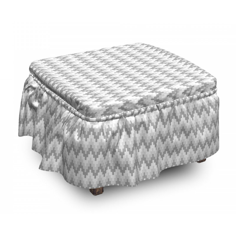 Housse pour décoratif repose-pieds, Ziggourat Ombre Ombre Gris pâle/Blanc