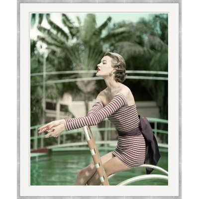 Model in a Long Sleeved Swimsuit Framed Photographic Print