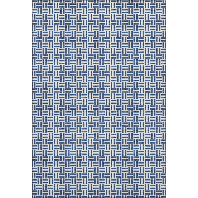 Premium Machine Washable Prisco Navy Rug, Rectangle 5' x 7'6"