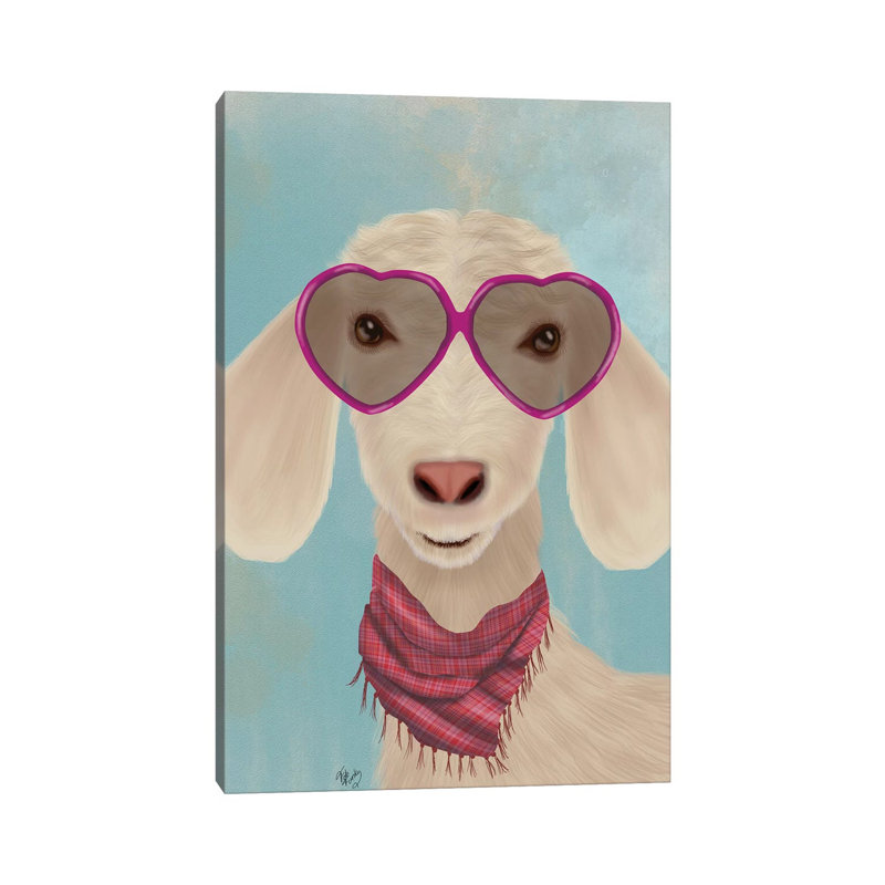 Goat Heart Glasses by Fab Funky - Wrapped Canvas Gallery-Wrapped Canvas Giclée, 20.32 cm H x 30.48 cm W