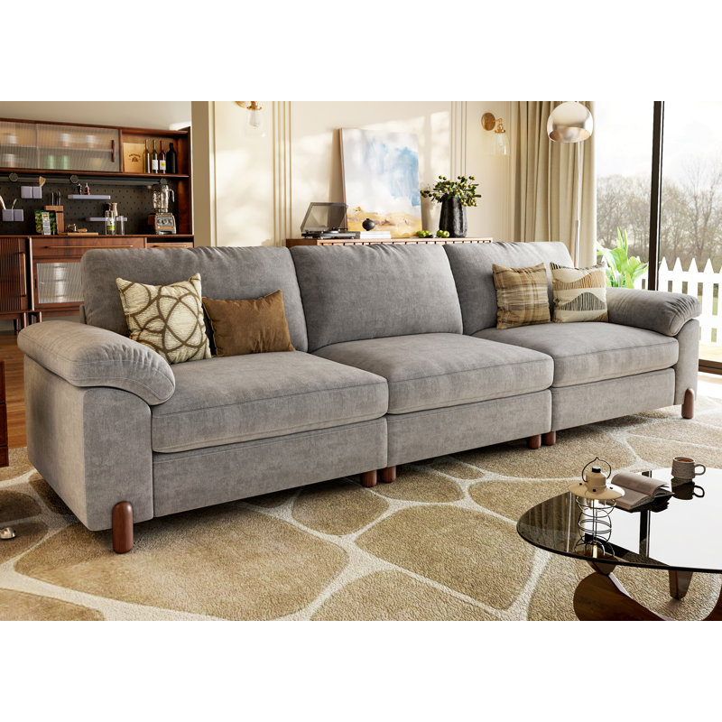 35" Extra Deep 3 Seat Sectional Sofa For Living Room, Oversized Cloud Couch With Washable Movable Covers, Chenille In Light Gray