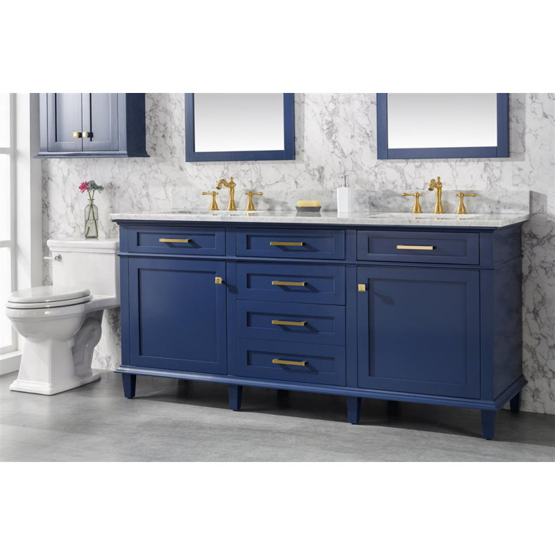 Danbury 72'' Double Bathroom Vanity with Top, Blue