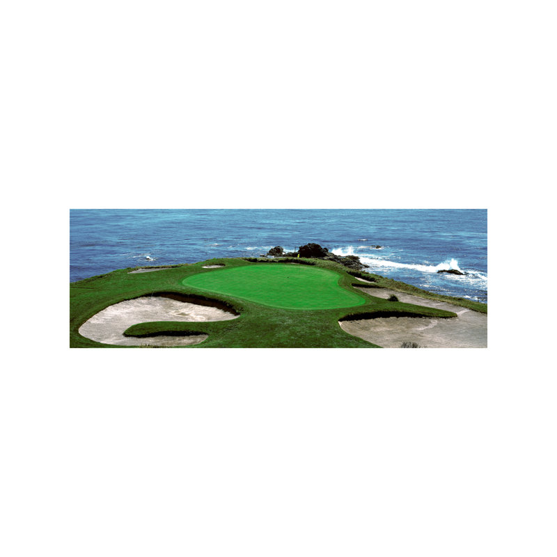 Pebble Beach Golf Course 8Th Green Carmel Ca by Panoramic Images - Wrapped Canvas Panoramic Print