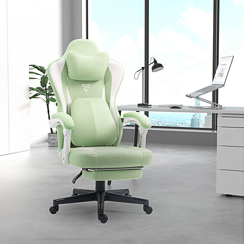 Fauteuil de jeu avec massage chauffant, fauteuil d'ordinateur ergonomique