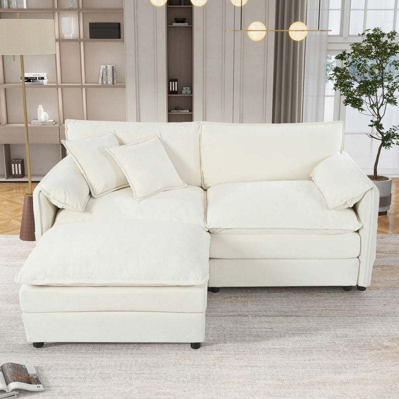 Canapé modulaire rembourré à assise profonde modulaire, Blanc