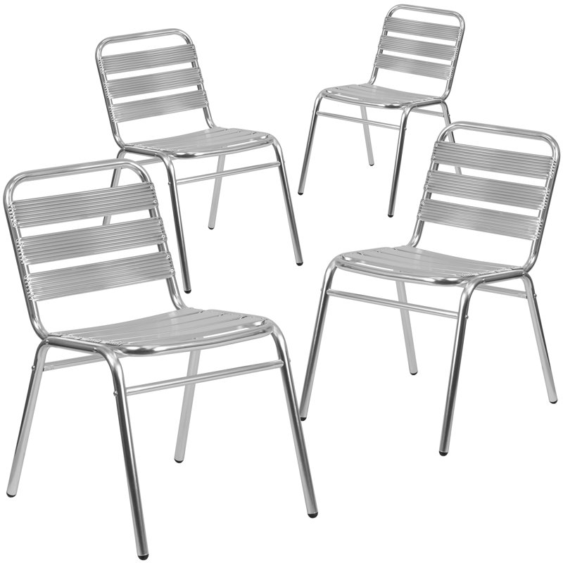 Chaise empilable en métal pour restaurant 4PK, Gris