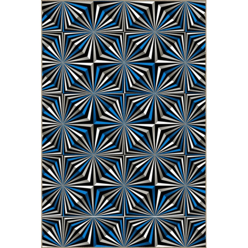 Tapis décoratif moderne à rayures bleu et gris lavable à la machine, Tapis de couloir 3 pi 3 po x 9 pi 10 po