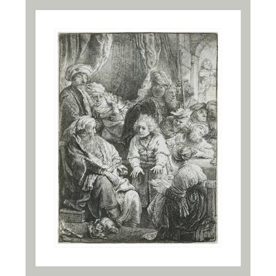 «Joseph Telling His Dreams» par Rembrandt van Rijn - Estampe numérique encadrée