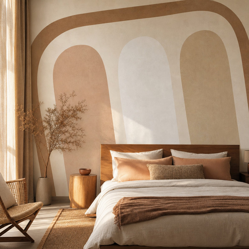 Papier peint texturé style moderne du milieu du siècle, fresque murale minimaliste, 80"x96", Non-Woven Nonpasted
