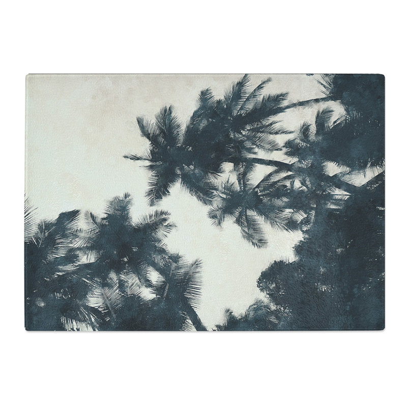 Palm Tree Fronds Painting Chopping Board, 0.4cm H x 28.5cm W x 39cm L
