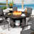 48" Round Propane Fire Pit,Steel Tabletop Fire Pit,55000 BTU Auto-Ignition Gas Fire Pits With Lid & Windproof Glass For Outdoor,Patio,Backyard