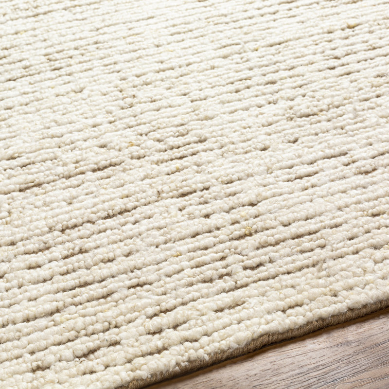 Gillian Striped Handmade Area Rug in Cream/Camel, Rectangle 10' x 14'