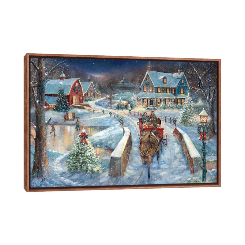 «Evening Sleigh Bells» par Ruane Manning - reproduction d'art, H 40 po x l 60 po x P 1,5 po, Toile avec cadre brun, Aucun mat