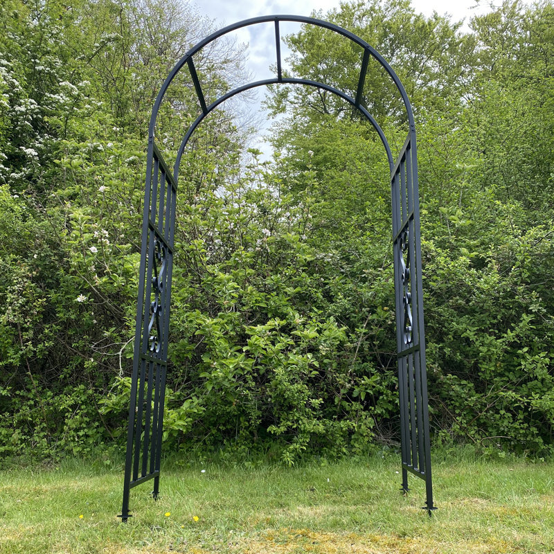Aalyvia 113cm W x 52cm D Metal Arbour in Black