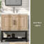 Meuble-lavabo 32 po avec lavabo en céramique et robinet d'eau chaude et froide, armoire de salle de bain autoportante avec 2 portes de rangement et tablette ouverte en fer pour la salle de bain-1238172522