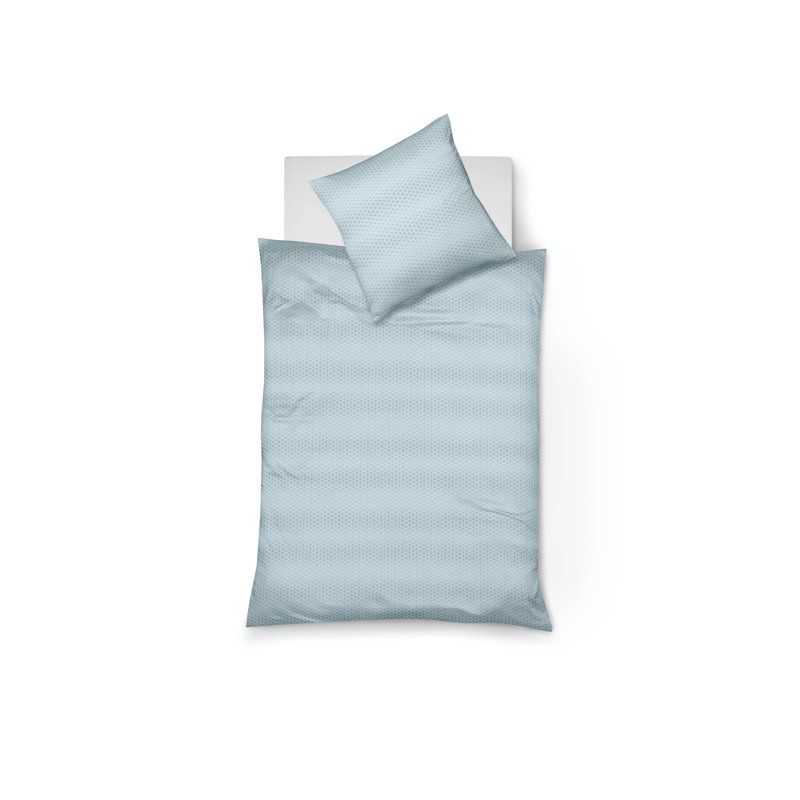 Cotton Damask Duvet Cover Set with Pillowcases, 155 x 200 cm - 1 Pillowcase (80 x 80 cm), Azure Blue
