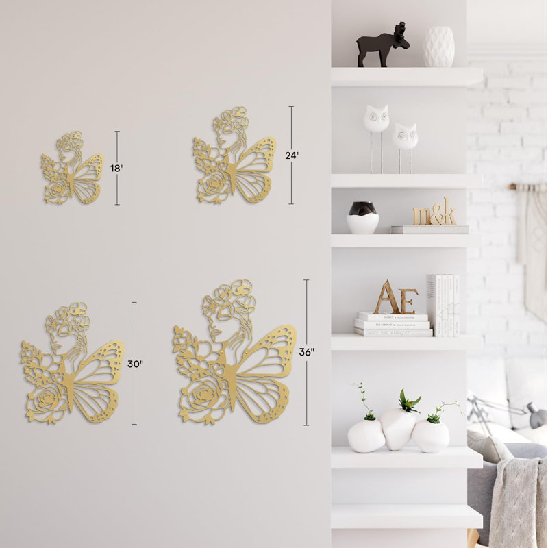 Décoration murale en métal, H 24 po x l 16 po x P 0,05 po, Or