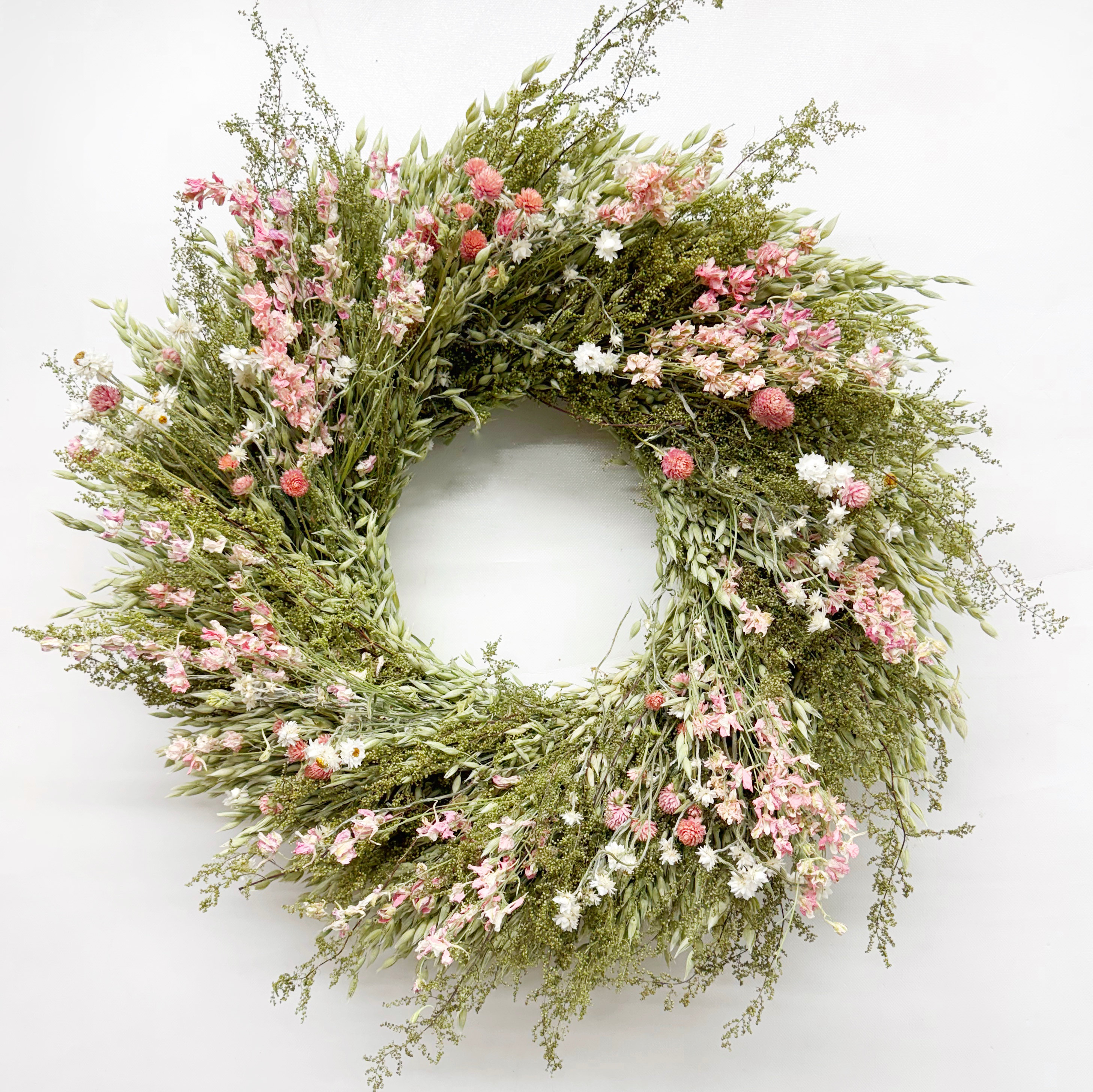 One Allium Way® Dried Pink Larkspur and Sweet Annie Spring Wreath | Joss & Main
