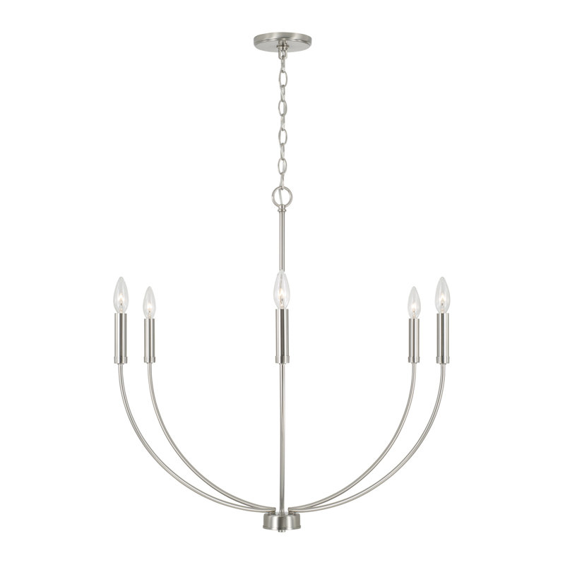 Ansley 9 - Light Dimmable Classic / Traditional Chandelier, Brushed Nickel, 6 Lights