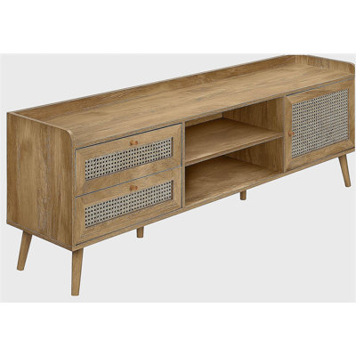 Meuble télé, 72 po, console, centre multimédia, armoire de rangement, salon, chambre à coucher, placage de noyer, pieds en bois