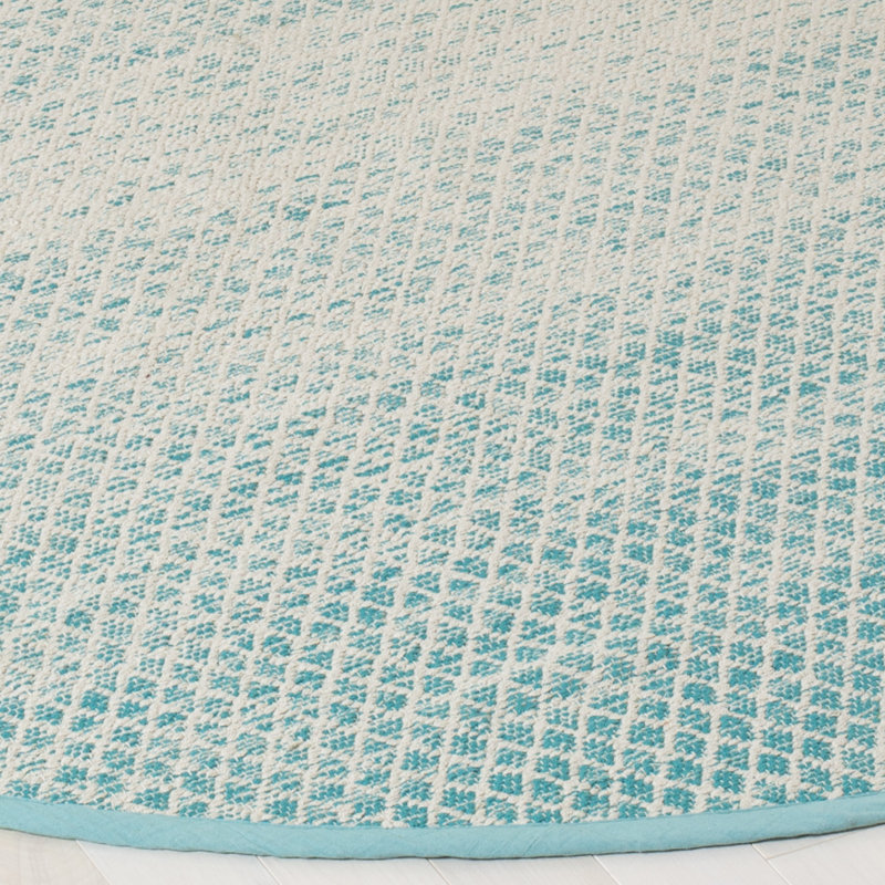 Cayman Hand Woven Cotton Geometric Rug, Round 6'