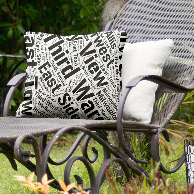 Reversible Throw Pillow, No, 16" H x 16" W, Black