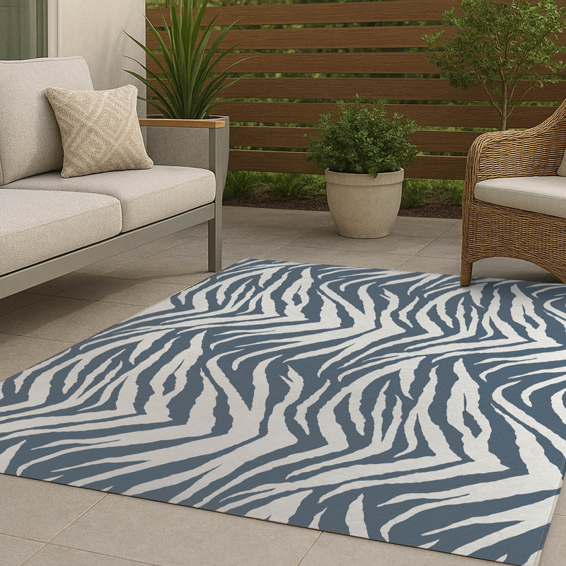 Zebra Patch Non-Slip Outdoor Rug, Rectangle 8' x 10'