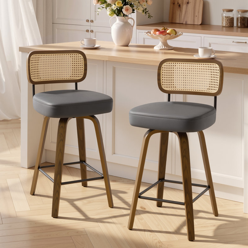 Tabouret de bar et de comptoir pivotant Lucania, Tabouret de bar (siège d'une hauteur de 29 po), Gris, Brun
