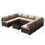 Ensemble modulaire de patio en osier 8 personnes avec table basse et coussins beiges 8 personnes-129683347