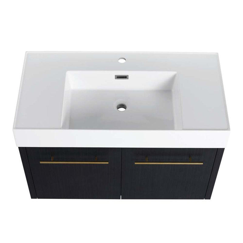Meuble-lavabo simple 35,4 po avec plateau en résine Arvell