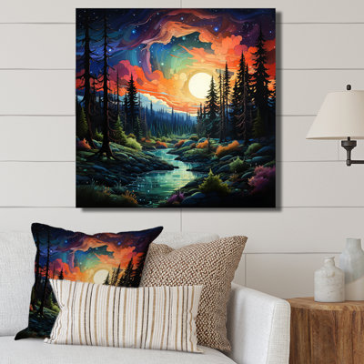 Paysage, aurores boréales «Natures douzième», reproduction sur toile