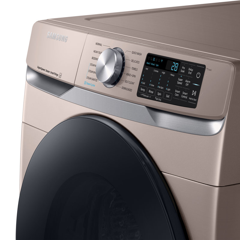 Samsung 5,2 pi³ Laveuse à chargement frontal très grande capacité avec lavage super rapide et vapeur, Champagne