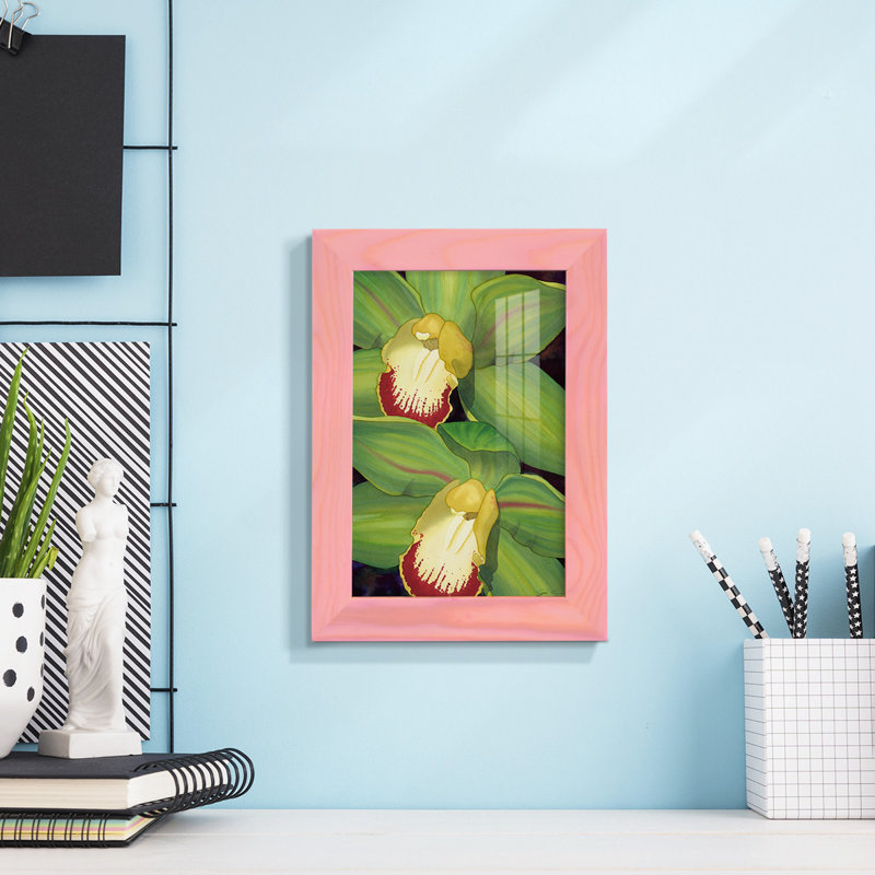 Lime orchidée I - reproduction de cadre photo simple, H 6 po x l 4 po x P 1 po, Rose