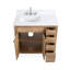 Meuble-lavabo sur pied moderne en bois naturel Beatrice de 91 cm (36 po) de la marque Tennant, lavabo simple, comptoir en quartz blanc, entièrement assemblé