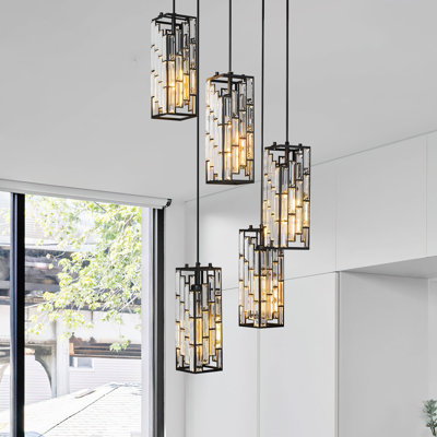 Luminaire suspendu moderne à grappe rectangulaire Dazay