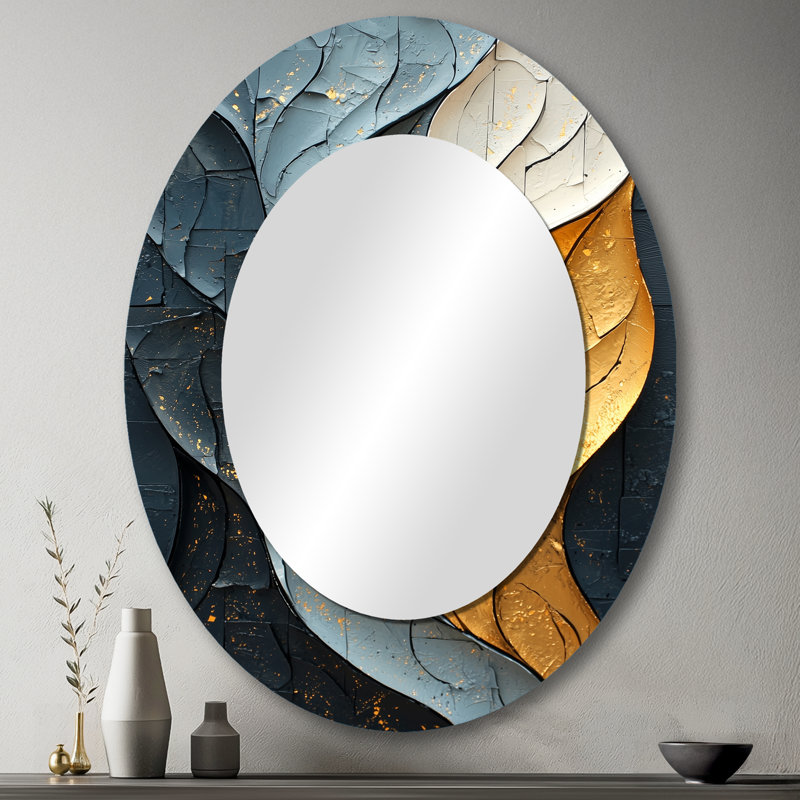 Miroir mural ovale gris doré, 43 po x 33 po
