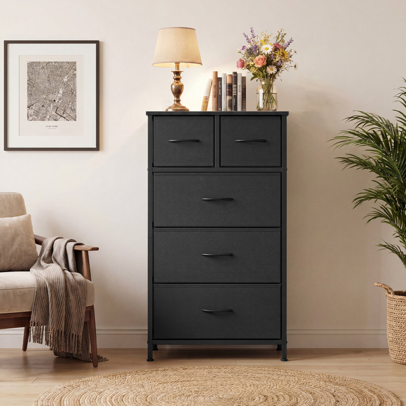 5 Drawer Storage Drawer, Black