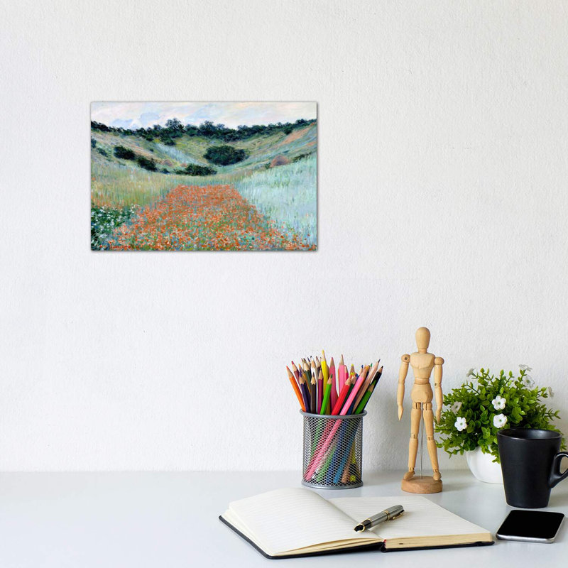 " Poppy Field In A Hollow Near Giverny " by Claude Monet, Wrapped Canvas, 8" H x 12" W x 0.75" D