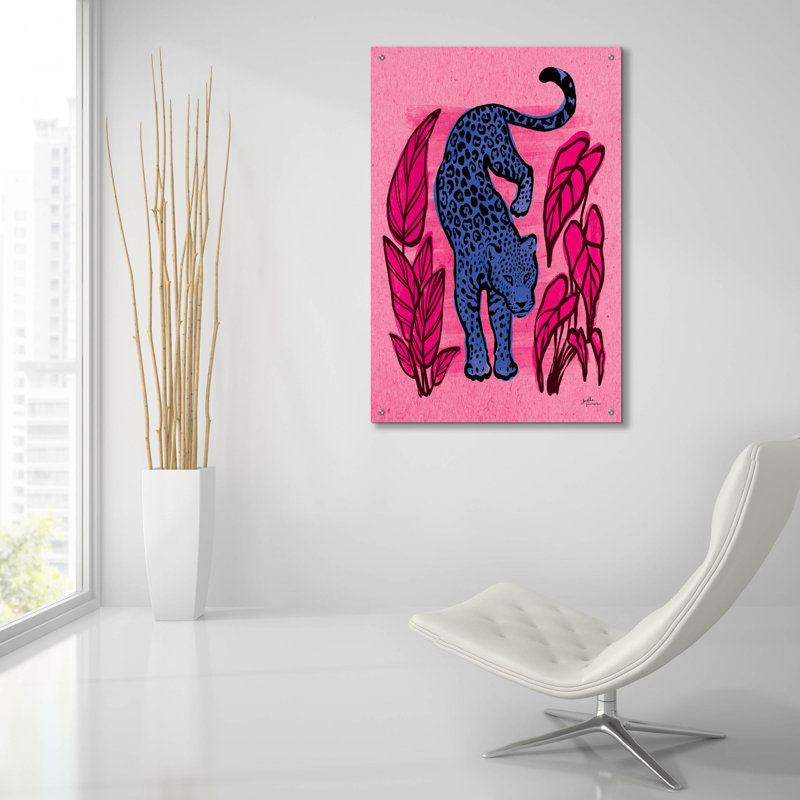 «Jungle Cats 1 Bright» par Janelle Penner, art mural en verre acrylique, H 36 po x l 24 po x P 0,2 po