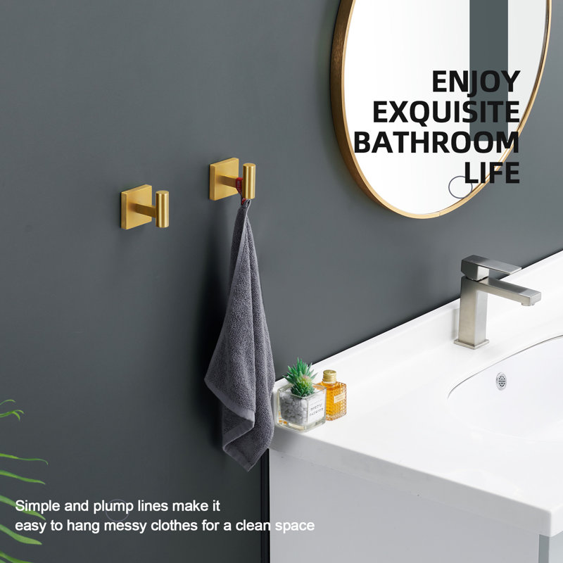 Towel Hook Wall Mounted, Brushed Gold