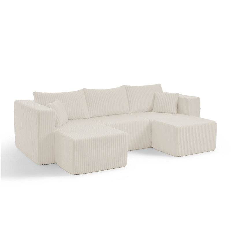 Canapé modulaire compact en velours côtelé compact avec un style minimaliste moderne, Beige
