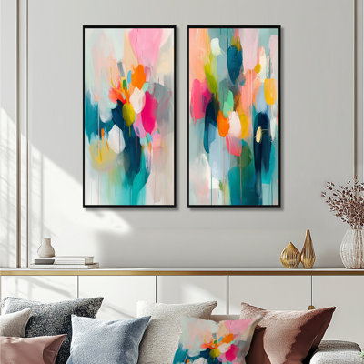 Ensemble de 2 pièces d'art mural rose rose et minimalisme Fludity III