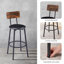 Ensemble de table de bar 3 pièces avec 2 tabourets de bar rembourrés en PU avec dossier, 110 cm L x 40 cm l x 90 cm H-1635243800-1635243802