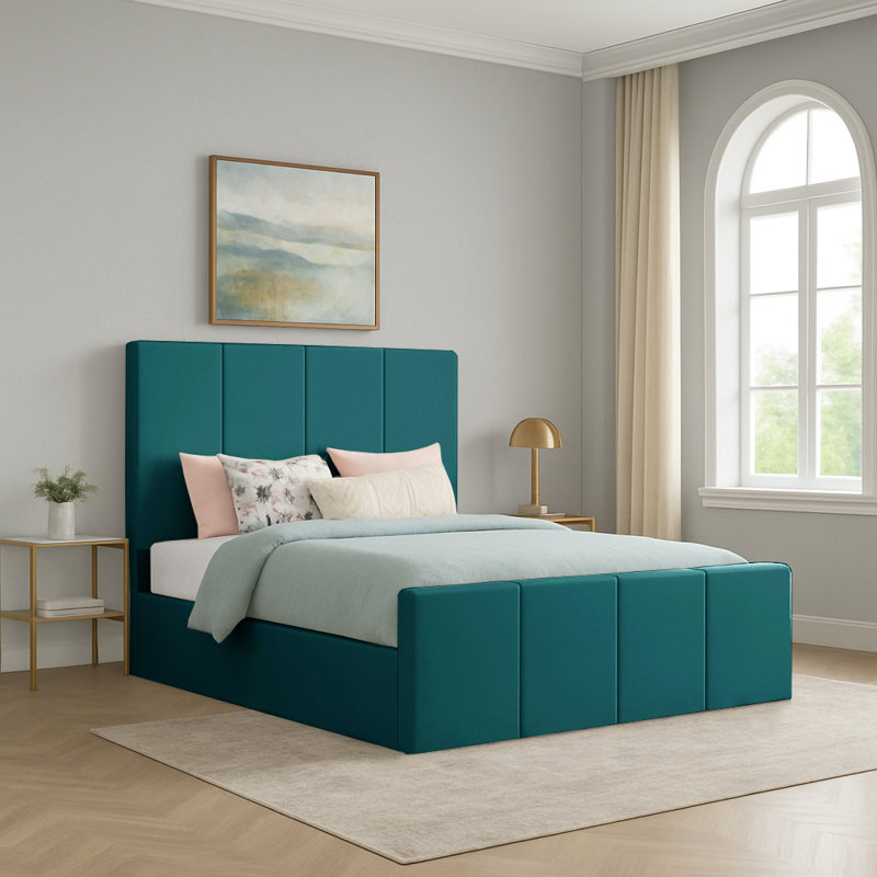 Bigyan Upholstered Ottoman Storage Bed, Double (4'6), Mallard